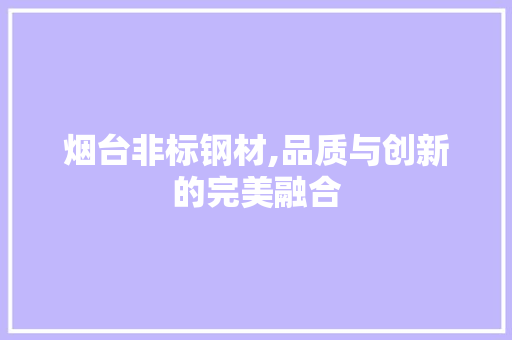 烟台非标钢材,品质与创新的完美融合