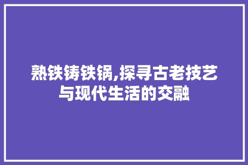 熟铁铸铁锅,探寻古老技艺与现代生活的交融