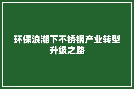 环保浪潮下不锈钢产业转型升级之路
