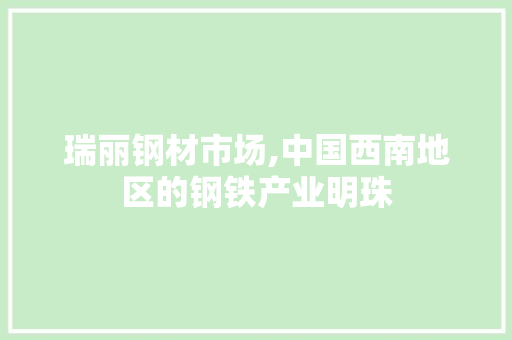 瑞丽钢材市场,中国西南地区的钢铁产业明珠