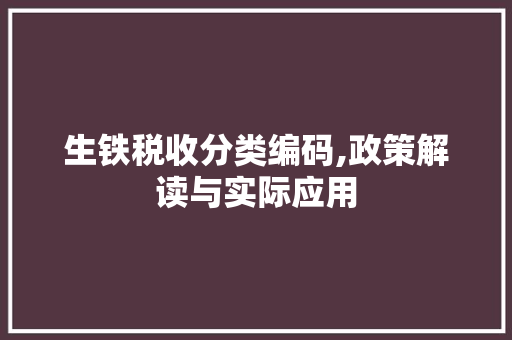 生铁税收分类编码,政策解读与实际应用