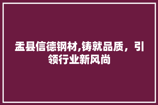 盂县信德钢材,铸就品质，引领行业新风尚