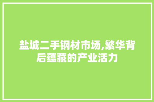 盐城二手钢材市场,繁华背后蕴藏的产业活力