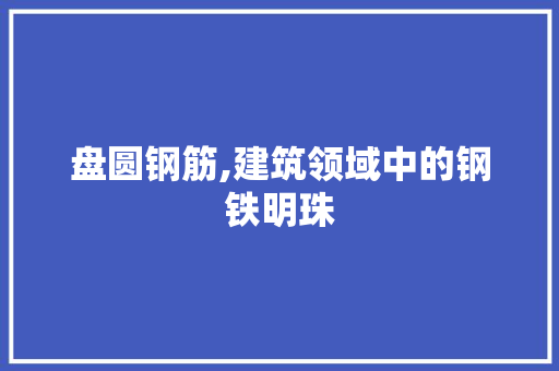 盘圆钢筋,建筑领域中的钢铁明珠