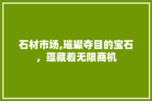 石材市场,璀璨夺目的宝石，蕴藏着无限商机