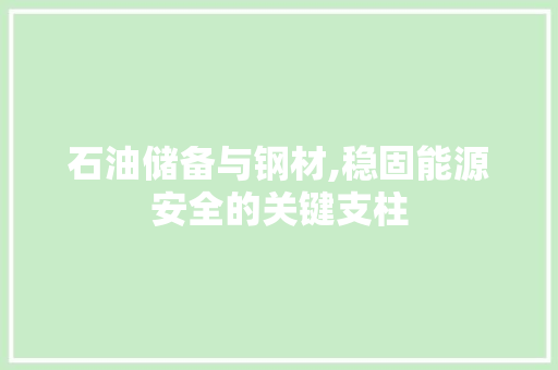 石油储备与钢材,稳固能源安全的关键支柱