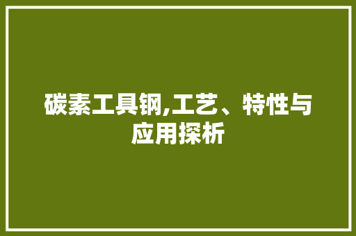 碳素工具钢,工艺、特性与应用探析