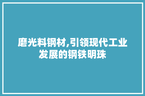 磨光料钢材,引领现代工业发展的钢铁明珠