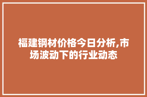 福建钢材价格今日分析,市场波动下的行业动态