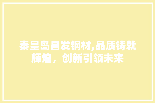 秦皇岛昌发钢材,品质铸就辉煌，创新引领未来