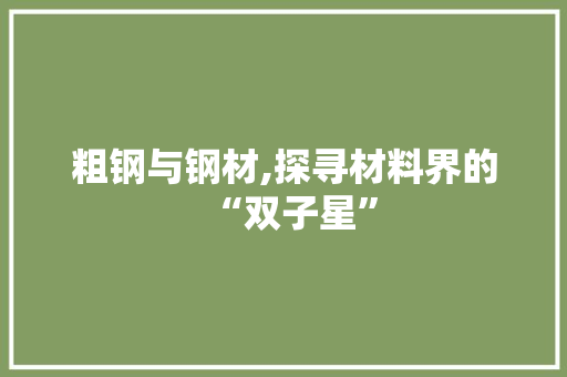 粗钢与钢材,探寻材料界的“双子星”