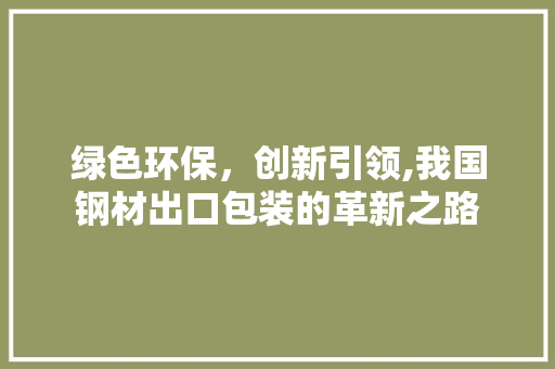 绿色环保，创新引领,我国钢材出口包装的革新之路