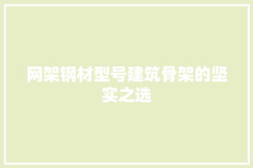 网架钢材型号建筑骨架的坚实之选