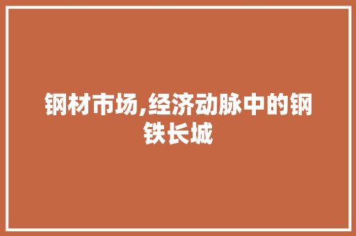 钢材市场,经济动脉中的钢铁长城