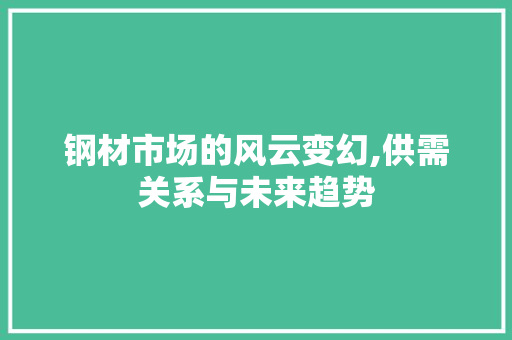 钢材市场的风云变幻,供需关系与未来趋势