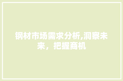 钢材市场需求分析,洞察未来，把握商机