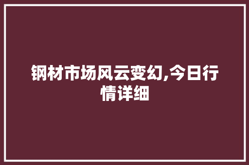 钢材市场风云变幻,今日行情详细