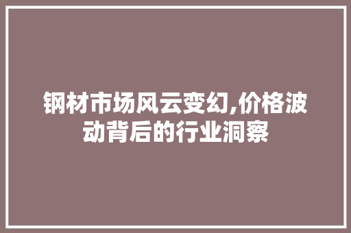 钢材市场风云变幻,价格波动背后的行业洞察