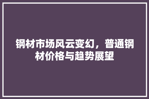 钢材市场风云变幻，普通钢材价格与趋势展望