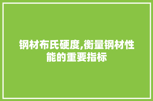 钢材布氏硬度,衡量钢材性能的重要指标