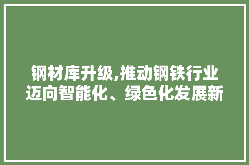 钢材库升级,推动钢铁行业迈向智能化、绿色化发展新篇章