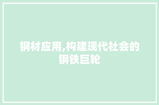钢材应用,构建现代社会的钢铁巨轮