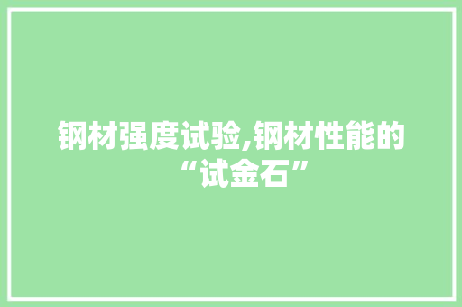 钢材强度试验,钢材性能的“试金石”