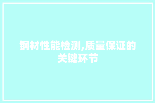 钢材性能检测,质量保证的关键环节