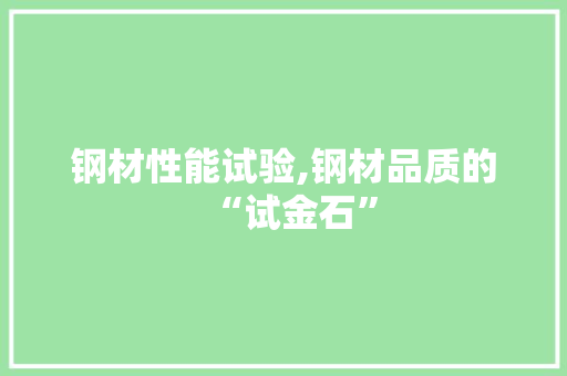 钢材性能试验,钢材品质的“试金石”