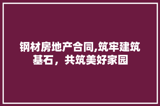 钢材房地产合同,筑牢建筑基石，共筑美好家园