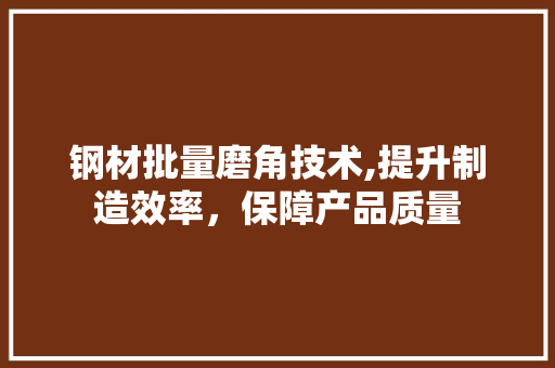 钢材批量磨角技术,提升制造效率，保障产品质量