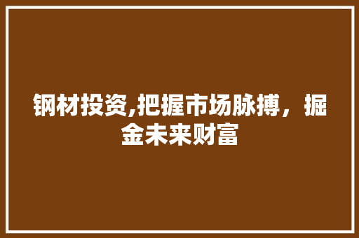 钢材投资,把握市场脉搏，掘金未来财富