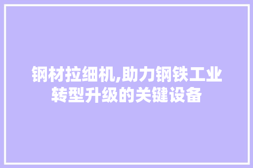 钢材拉细机,助力钢铁工业转型升级的关键设备