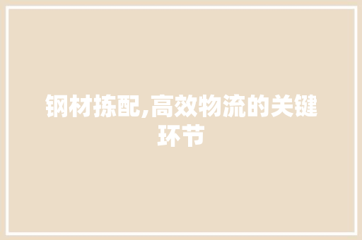 钢材拣配,高效物流的关键环节