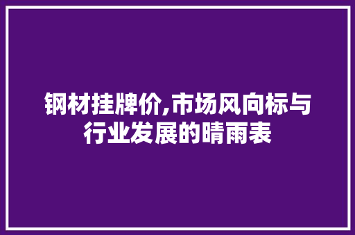 钢材挂牌价,市场风向标与行业发展的晴雨表