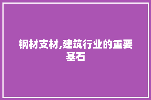 钢材支材,建筑行业的重要基石
