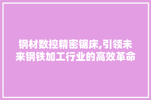 钢材数控精密锯床,引领未来钢铁加工行业的高效革命