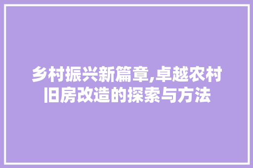 乡村振兴新篇章,卓越农村旧房改造的探索与方法