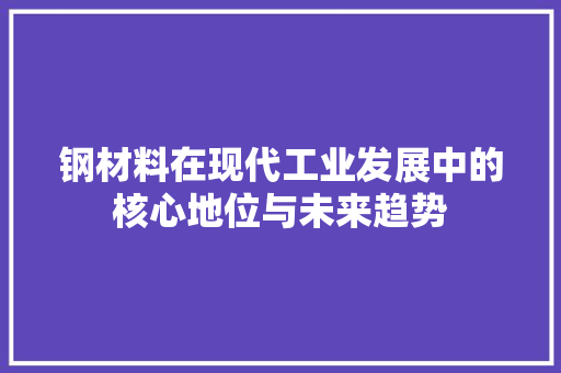 钢材料在现代工业发展中的核心地位与未来趋势