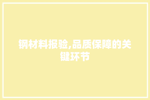 钢材料报验,品质保障的关键环节