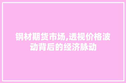 钢材期货市场,透视价格波动背后的经济脉动
