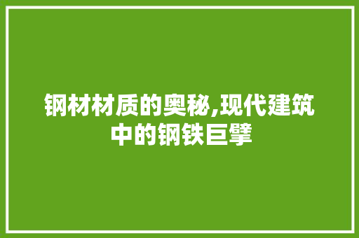 钢材材质的奥秘,现代建筑中的钢铁巨擘