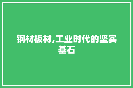 钢材板材,工业时代的坚实基石