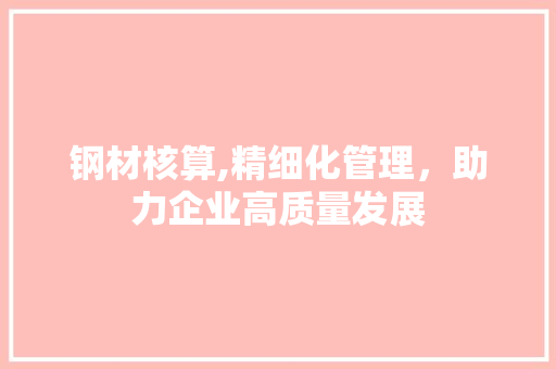 钢材核算,精细化管理，助力企业高质量发展