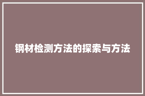钢材检测方法的探索与方法