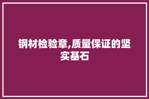 钢材检验章,质量保证的坚实基石