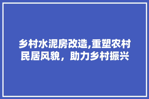 乡村水泥房改造,重塑农村民居风貌，助力乡村振兴