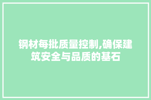 钢材每批质量控制,确保建筑安全与品质的基石