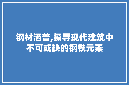 钢材洒普,探寻现代建筑中不可或缺的钢铁元素