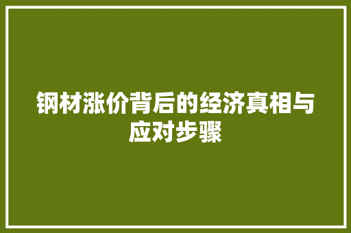 钢材涨价背后的经济真相与应对步骤